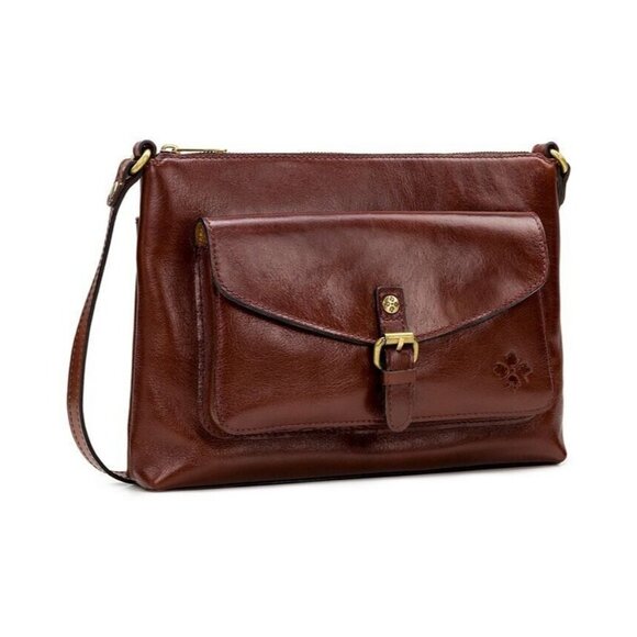 PATRICIA NASH Kirby leather front pocket vintage large crossbody British Tan NEW - Picture 1 of 13